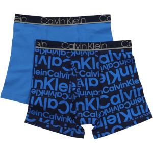 imageCalvin Klein Boys 2 Pack Boxer Briefs  Premium Cotton ComfortBlue Ck LogoBlue
