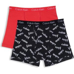 imageCalvin Klein Boys 2 Pack Boxer Briefs  Premium Cotton ComfortBrush  Highred
