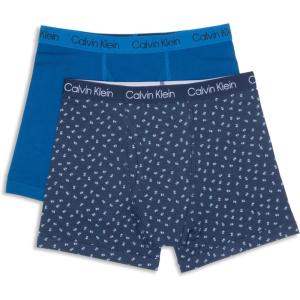 imageCalvin Klein Boys 2 Pack Boxer Briefs  Premium Cotton ComfortCk Letters BlueCobalt Sapphire
