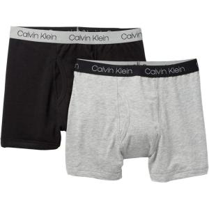 imageCalvin Klein Boys 2 Pack Boxer Briefs  Premium Cotton ComfortHeather GreyBlackBlacl