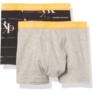 imageCalvin Klein Boys 2 Pack Boxer Briefs  Premium Cotton ComfortHeatherOrange