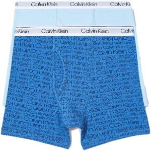 imageCalvin Klein Boys 2 Pack Boxer Briefs  Premium Cotton ComfortLogo BlueBlue Bell