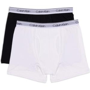 imageCalvin Klein Boys 2 Pack Boxer Briefs  Premium Cotton ComfortNew BlackClassic White