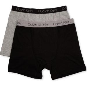 imageCalvin Klein Boys 2 Pack Boxer Briefs  Premium Cotton ComfortNew BlackHeather Gray