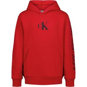 imageCalvin Klein Boys Long Sleeve Pullover Fleece HoodieImpact Racing Red