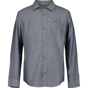 imageCalvin Klein Boys Long Sleeve Woven ButtonDown ShirtNavy Herringbone Fb03