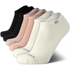 imageCalvin Klein Mens Socks  Lightweight No Show Ankle Socks 6 PackIvory Assorted