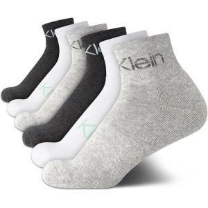 imageCalvin Klein Womens Athletic Sock  Cushion Quarter Cut Ankle Socks 6 PackBlack Grey Assorted