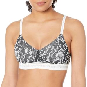 imageCalvin Klein Womens Pure Ribbed Lightly Lined BraletteRattlesnake Printblack