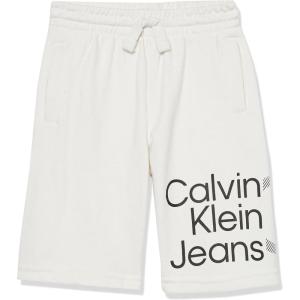 imageCalvin Klein Boys Pullon Fleece Jogger Shorts Drawstring ClosureWraparound White Fc04