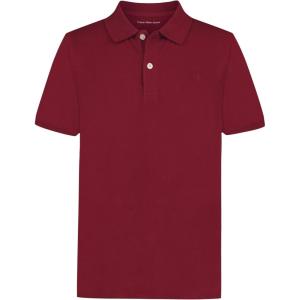 imageCalvin Klein Boys Short Sleeve Micro Pique Solid Polo Button Closure Soft ampamp ComfortableCabernet