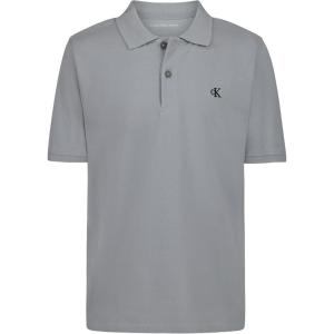 imageCalvin Klein Boys Short Sleeve Micro Pique Solid Polo Button Closure Soft ampamp ComfortableQuarry