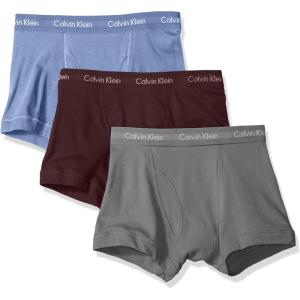 imageCalvin Klein Mens Cotton Classics 3Pack TrunkMonumentPeriwinkleFire Brick