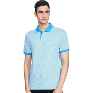 imageCalvin Klein Mens Jacquard Refined PoloMalibu Blue Stripe