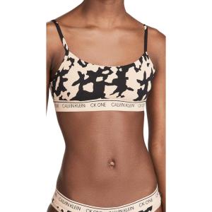 imageCalvin Klein Womens CK One Cotton Unlined BraletteCutout PrintCharming Khaki