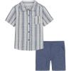 imageCalvin Klein Boys 2pc Shirt Short SetBlue ChambrayStripes
