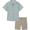 imageCalvin Klein Boys 2pc Shirt Short SetBlue SurfBright WhiteNautical Stone