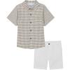 imageCalvin Klein babyboys 2pc Shirt Short SetBright WhiteCream Plaid