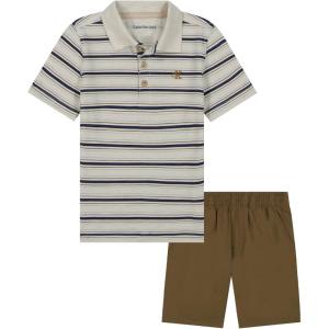 imageCalvin Klein Boys 2pc Polo Short SetNautical StoneLead Gray
