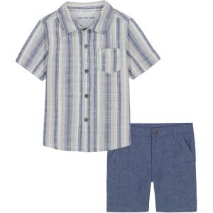 imageCalvin Klein Boys 2pc Shirt Short SetBlue ChambrayStripes
