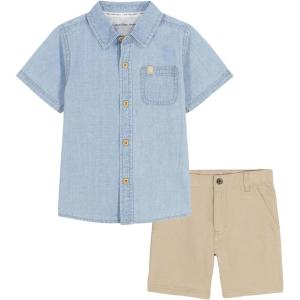 imageCalvin Klein Boys 2pc Shirt Short SetLt Blue DenimCrockery