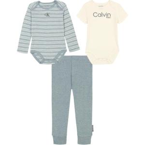 imageCalvin Klein babyboys 2 Bodysuits and Pant SetLeadAntique White