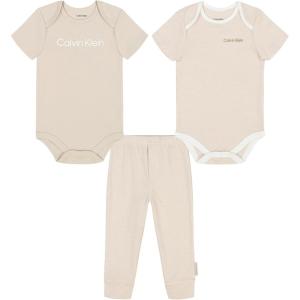imageCalvin Klein babyboys 2 Bodysuits and Pant SetPeyoteMarshmallow