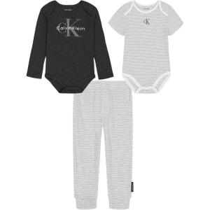 imageCalvin Klein babyboys 2 Bodysuits and Pant SetPlatinum HeatherStealth Heather