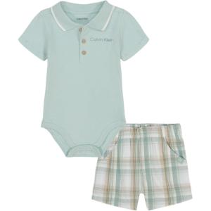 imageCalvin Klein babyboys 2pc Polo Short SetHarbor GrayPlaid