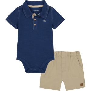 imageCalvin Klein babyboys 2pc Polo Short SetInsignia BlueWhite Pepper