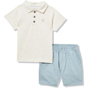 imageCalvin Klein babyboys 2pc Polo Short SetPlatinum HeatherArona
