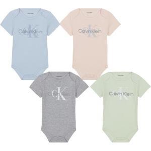 imageCalvin Klein babyboys 4 Pack BodysuitBlueGreenGrayPeach