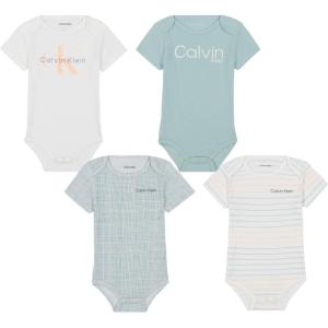 imageCalvin Klein babyboys 4 Pack BodysuitHarbor GrayMarshmallow