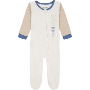 imageCalvin Klein babyboys Footed CoverallCoronet BluePeyoteMarshmallow