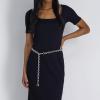 imageCalvin Klein Womens Slim Mesh and Chain Fashion Waist Belts for Dresses TrousersSilver