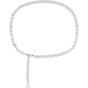 imageCalvin Klein Womens Slim Mesh and Chain Fashion Waist Belts for Dresses TrousersSilver