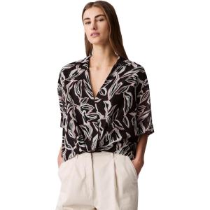 imageCalvin Klein Jeans Womens Chiffon Printed Wrap TopBlack