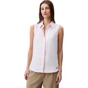 imageCalvin Klein Jeans Womens Crepe Sleeveless ButtonDown TopPearl