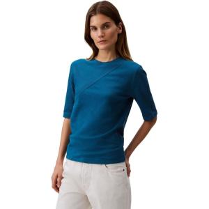 imageCalvin Klein Jeans Womens Textured Knit 34 Sleeve TopInk Blue