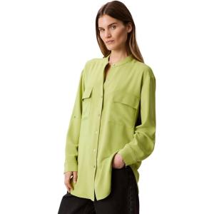 imageCalvin Klein Womens Crepe Relaxed ButtonDown ShirtDark Citron
