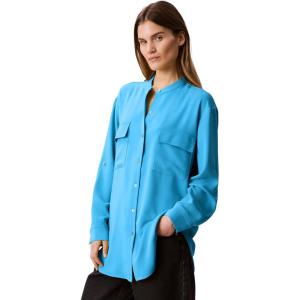 imageCalvin Klein Womens Crepe Relaxed ButtonDown ShirtEthereal Blue