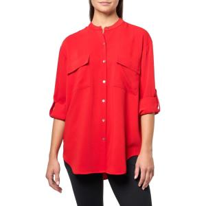 imageCalvin Klein Womens Crepe Relaxed ButtonDown ShirtGoji Berry