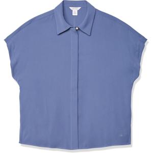 imageCalvin Klein Womens Satin Short Sleeve TopBijou Blue