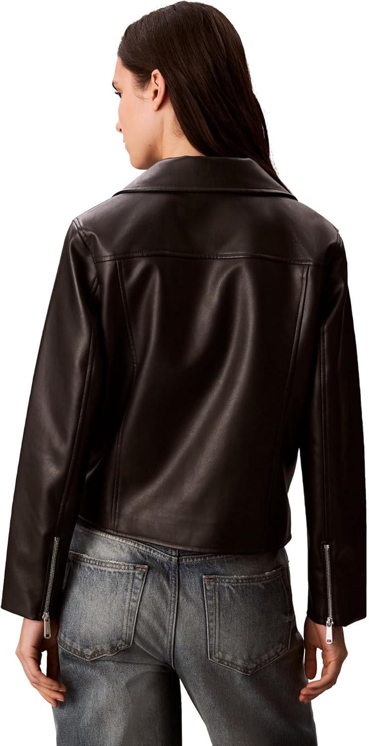 imageCalvin Klein Womens Classic Leather JacketBlack