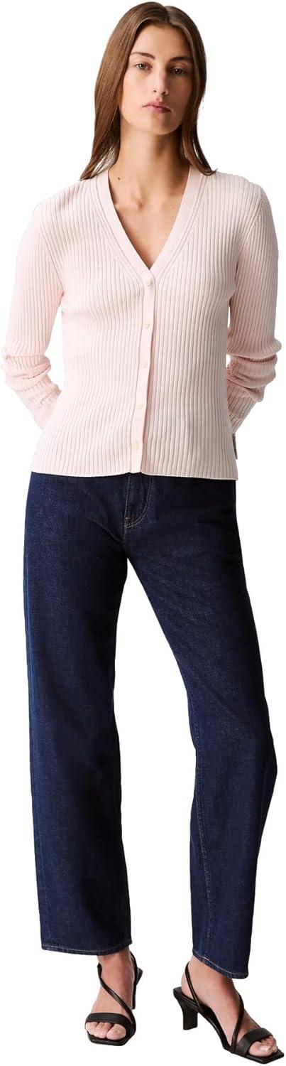 imageCalvin Klein Womens Cotton Rib CardiganSilver Peony