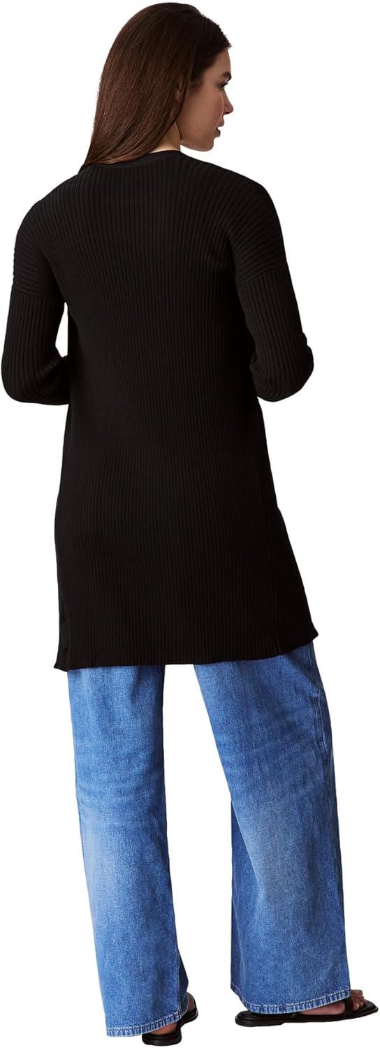imageCalvin Klein Womens Smooth Cotton Rib Sweater DusterBlack