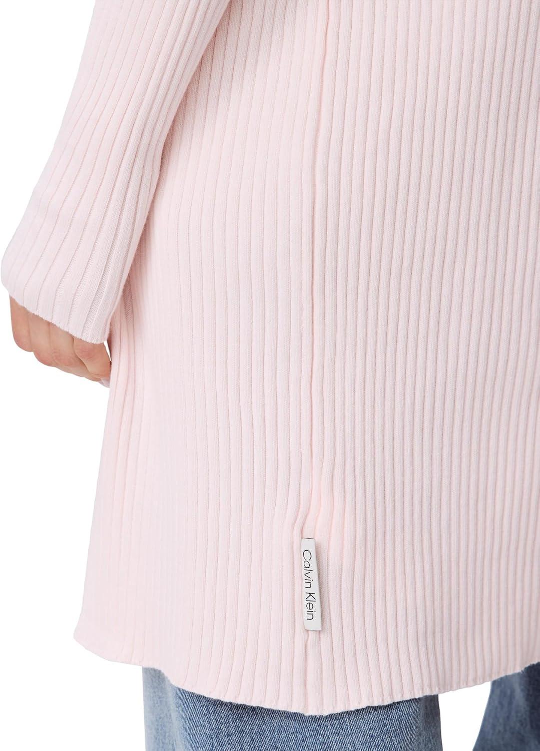 imageCalvin Klein Womens Smooth Cotton Rib Sweater DusterPearl