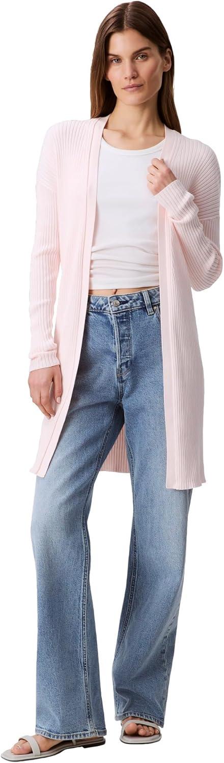 imageCalvin Klein Womens Smooth Cotton Rib Sweater DusterPearl