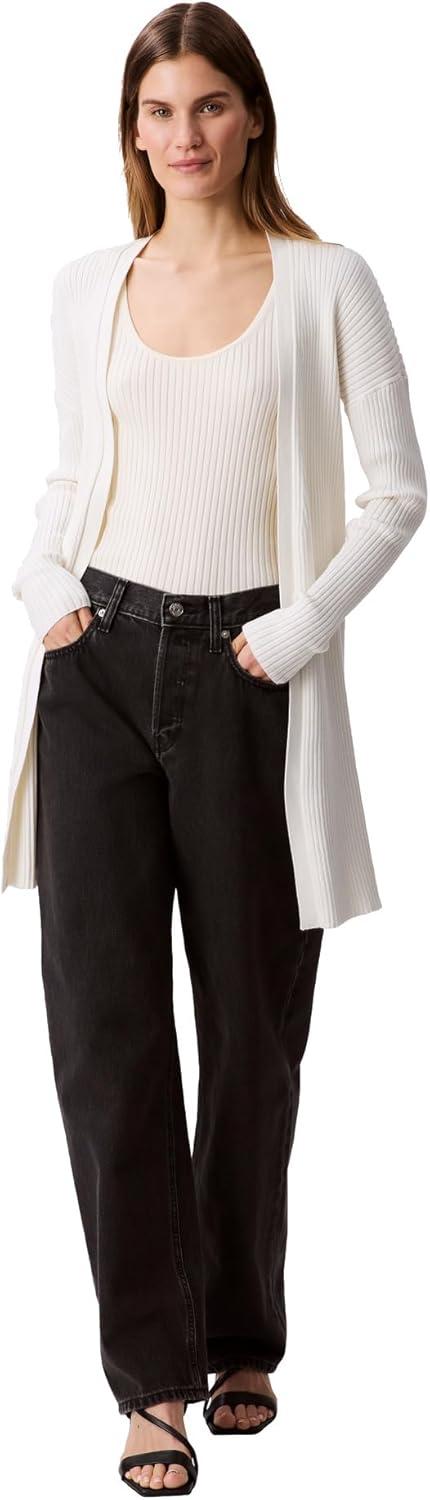 imageCalvin Klein Womens Smooth Cotton Rib Sweater DusterTofu