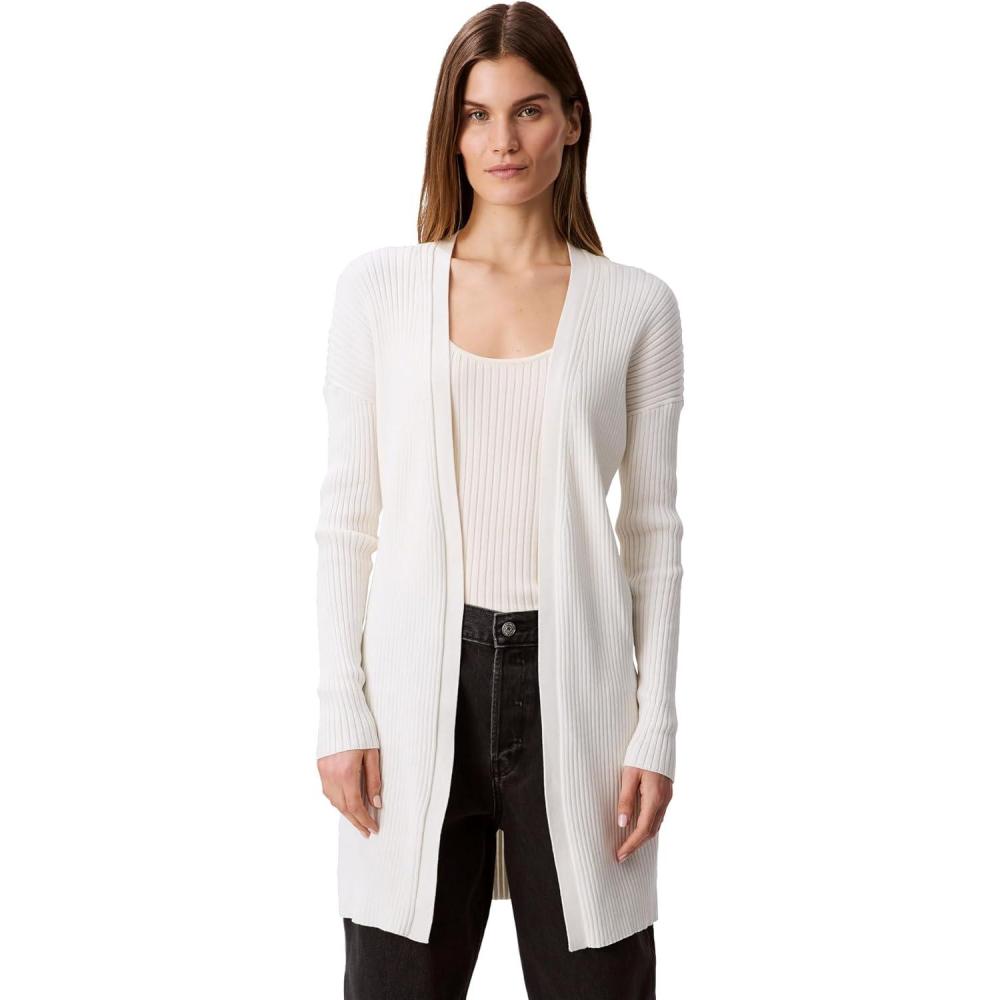 imageCalvin Klein Womens Smooth Cotton Rib Sweater DusterTofu